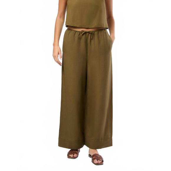 NEW ONIA air linen drawstring pant in olive - Picture 1 of 4